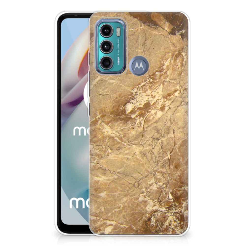 Motorola Moto G60 TPU Siliconen Hoesje Marmer Creme
