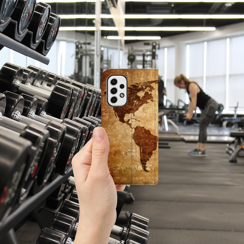 Samsung Galaxy A23 Book Cover Wereldkaart - B2C Telecom