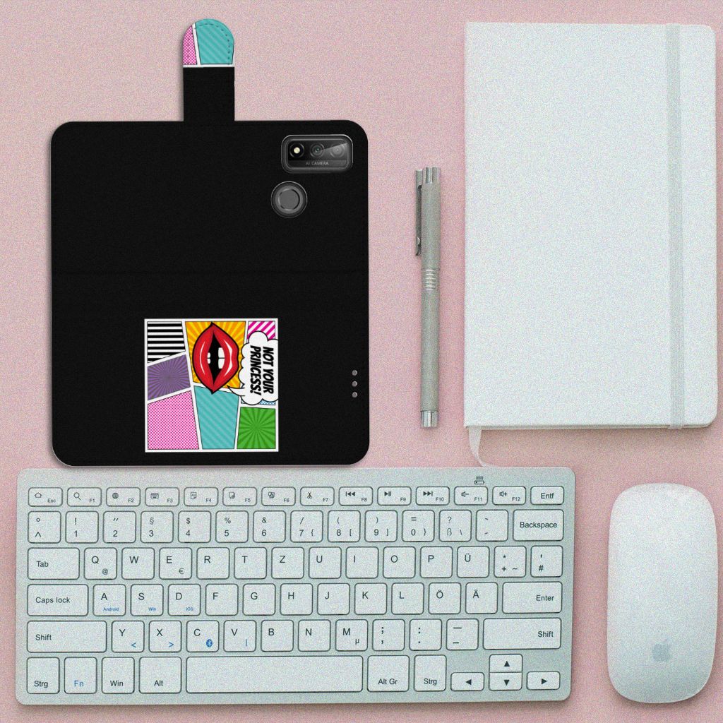 Huawei P Smart 2020 Wallet Case met Pasjes Popart Princess