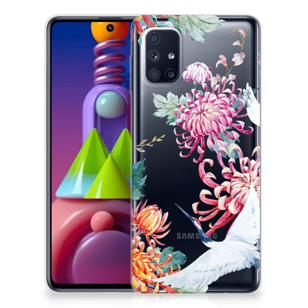 Samsung Galaxy M51 TPU Hoesje Bird Flowers