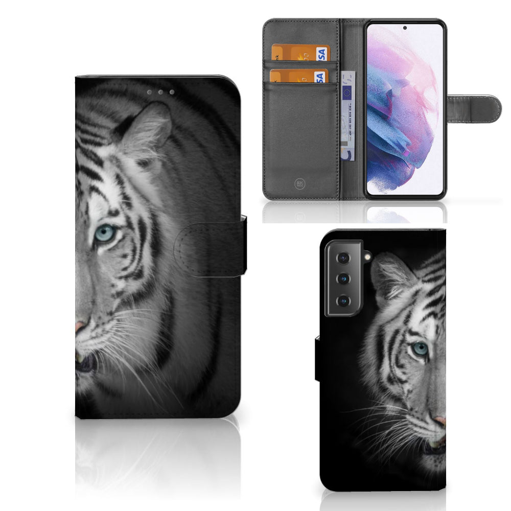 Samsung Galaxy S21 Plus Telefoonhoesje met Pasjes Tijger