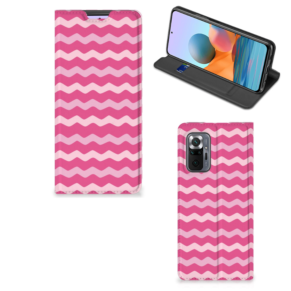 Xiaomi Redmi Note 10 Pro Hoesje met Magneet Waves Pink - B2C Telecom