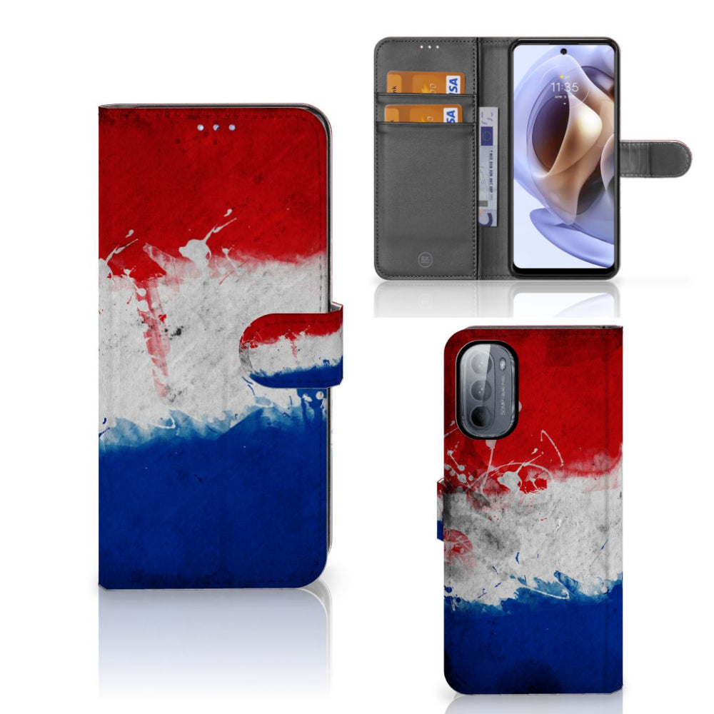 Motorola Moto G31 | G41 Bookstyle Case Nederland met Nederlandse vlag ontwerp en pasjeshouder