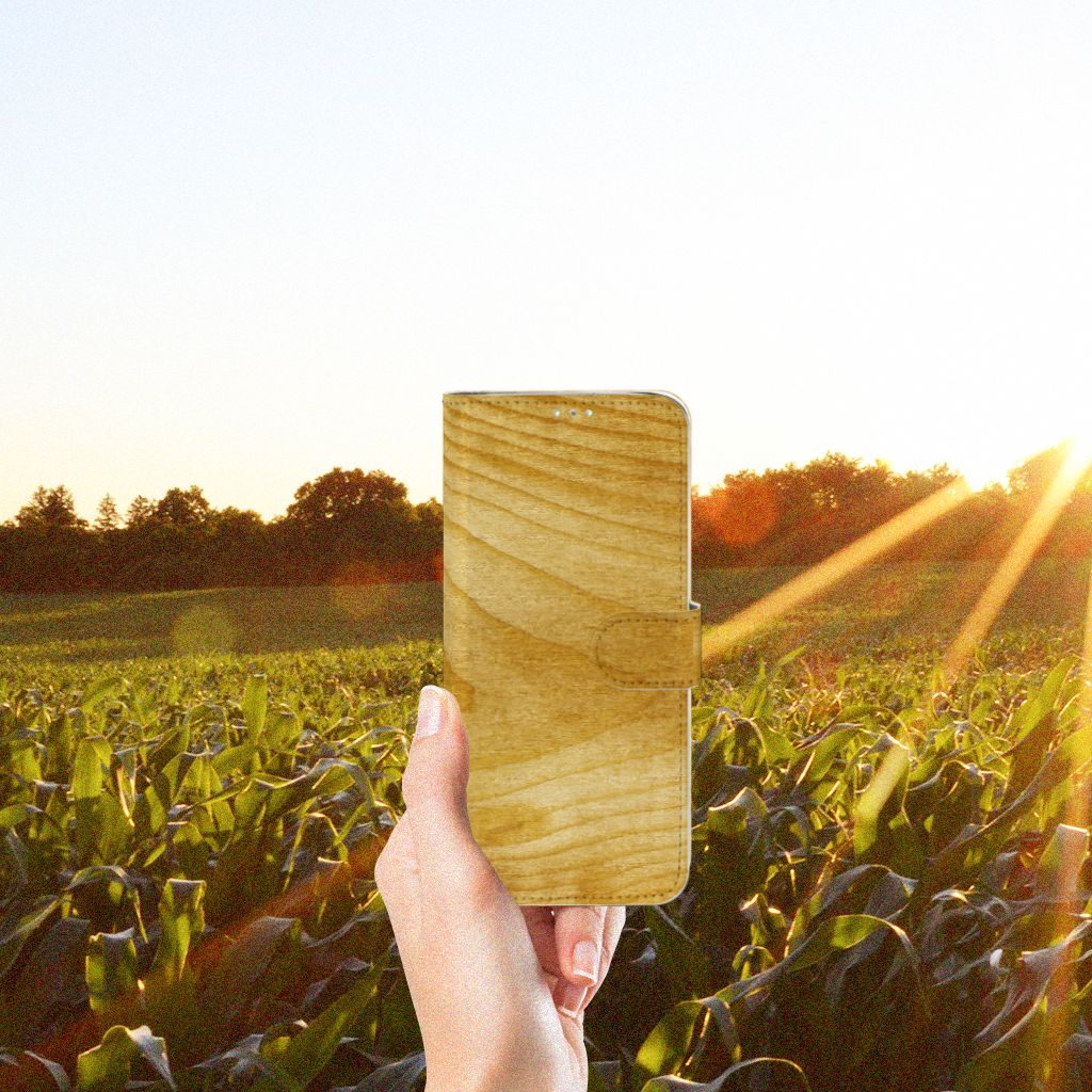 Samsung Galaxy A71 Book Style Case Licht Hout
