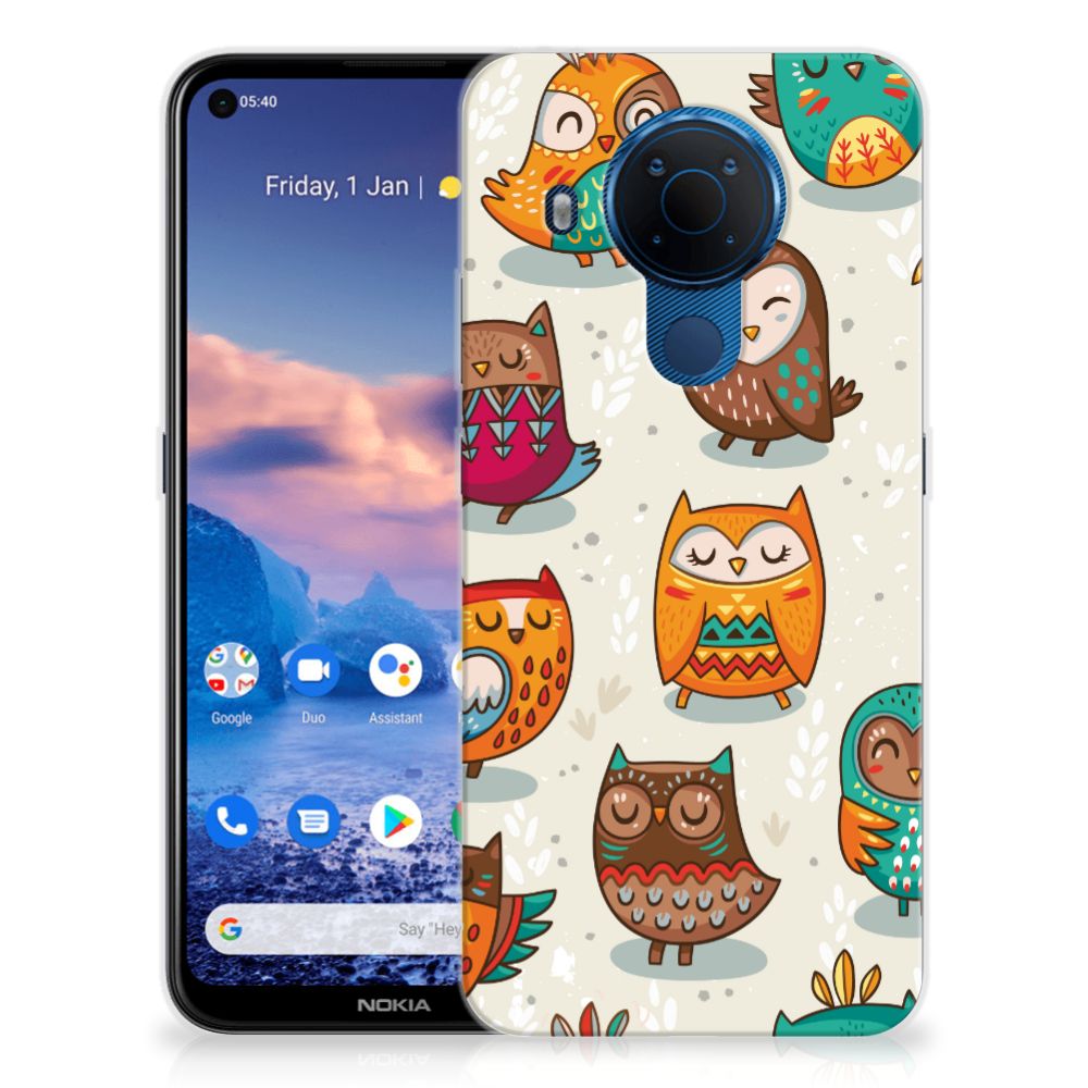 Nokia 5.4 TPU Hoesje Vrolijke Uilen