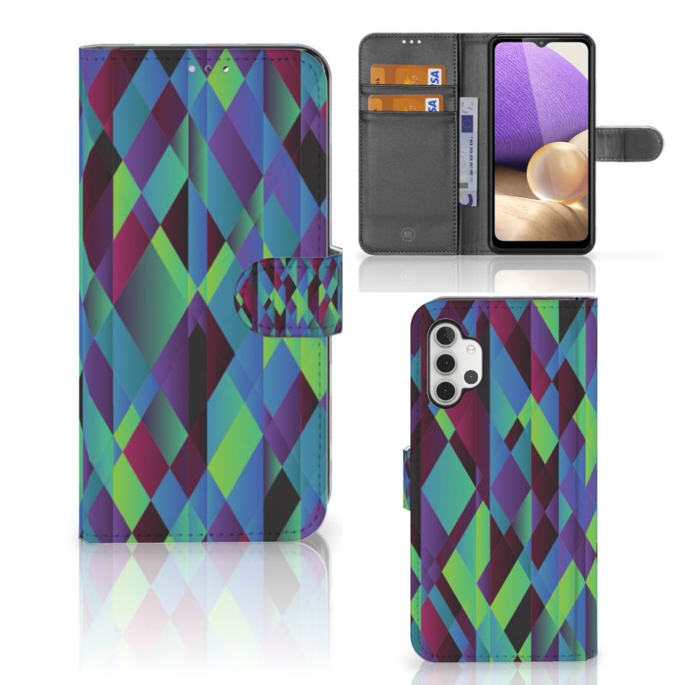 Samsung Galaxy A32 4G Book Case Abstract Green Blue