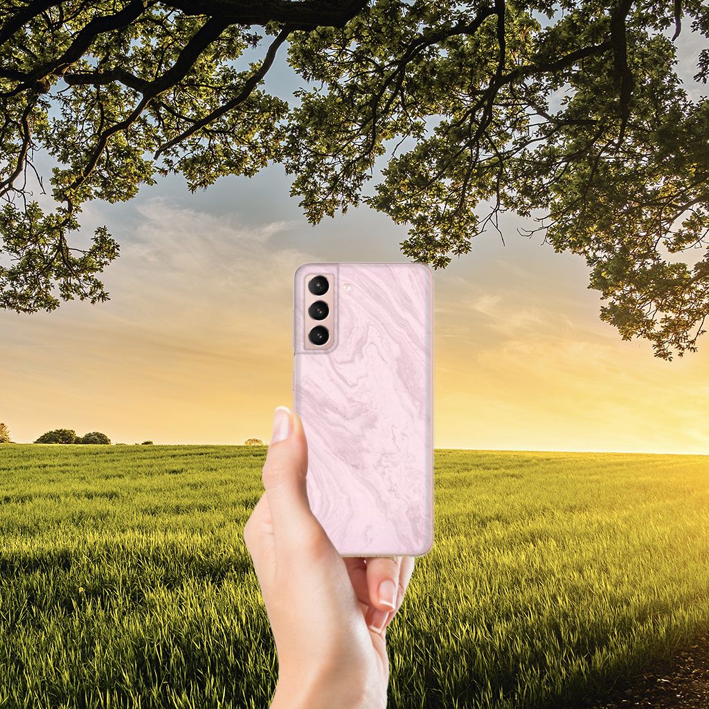 Samsung Galaxy S21 TPU Siliconen Hoesje Marble Pink B2C Telecom
