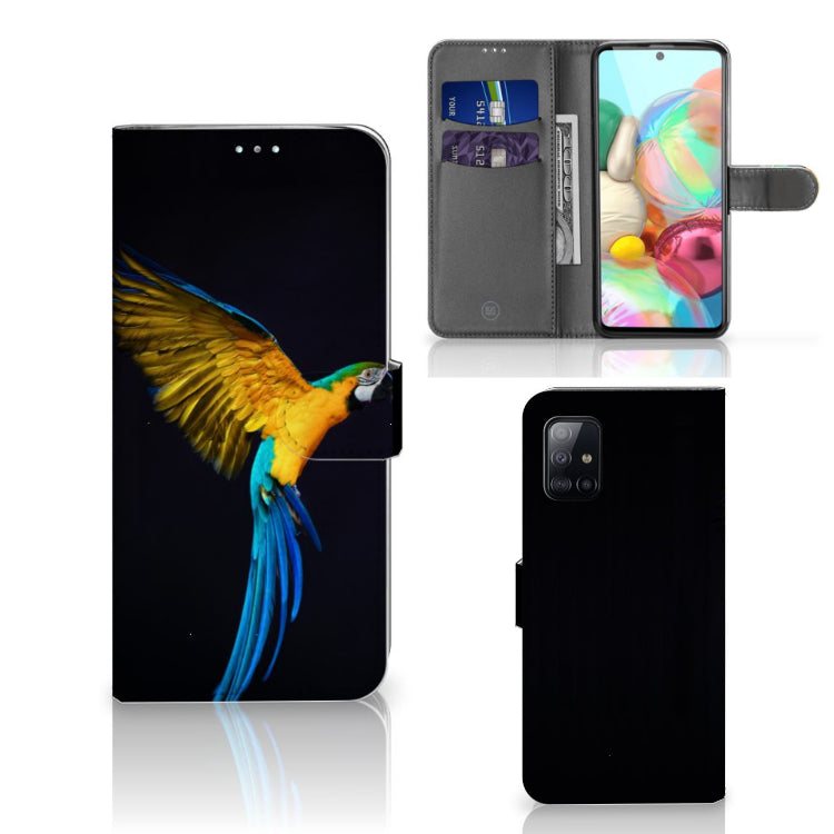 Samsung Galaxy A71 Telefoonhoesje met Pasjes Papegaai
