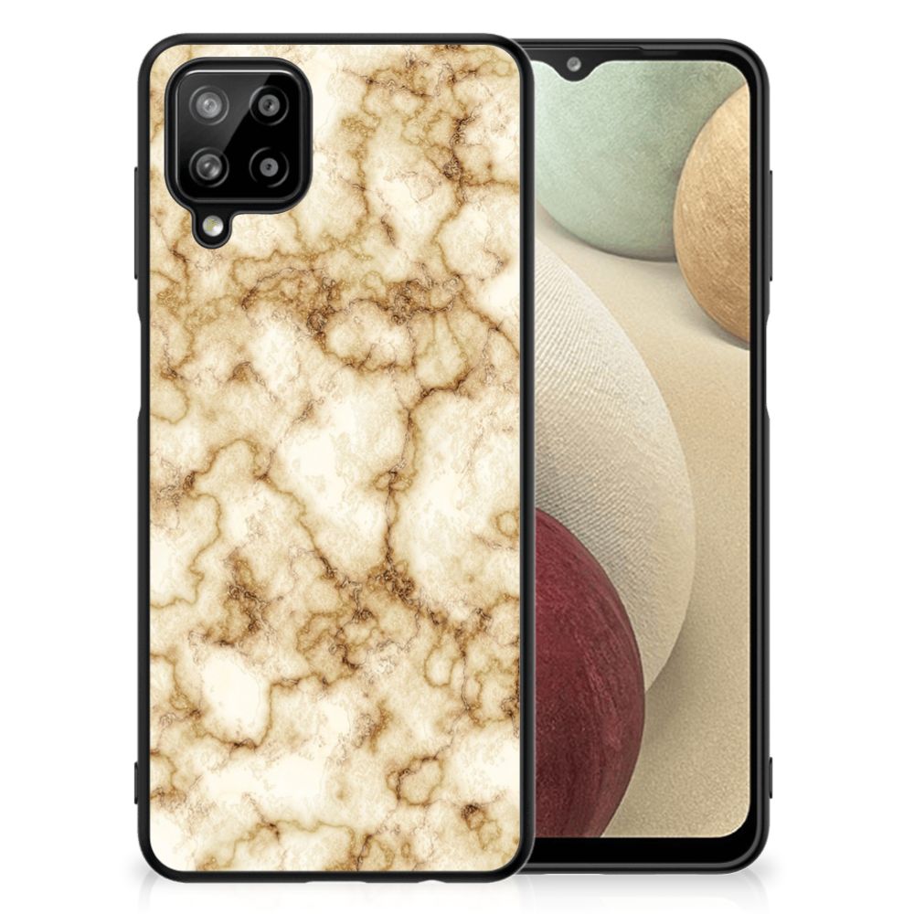 Samsung Galaxy A12 Marmeren Print Telefoonhoesje Marmer Goud B2C Telecom