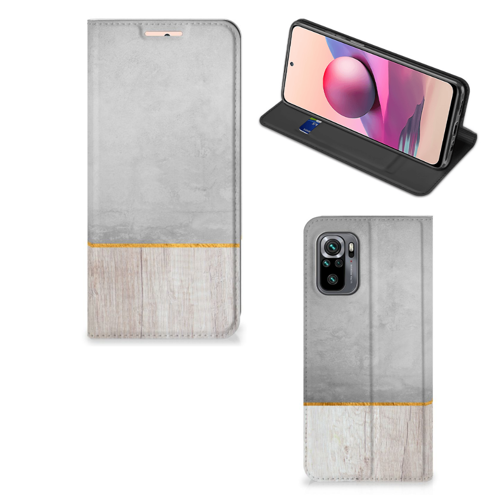 Xiaomi Redmi Note 10 4G | 10S | Poco M5s Book Wallet Case Wood Concrete - B2C Telecom