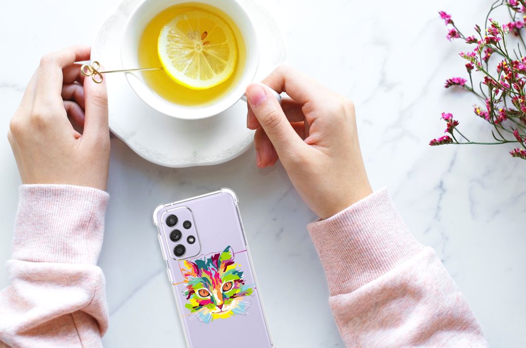 Samsung Galaxy A33 Stevig Bumper Hoesje Cat Color B2C Telecom