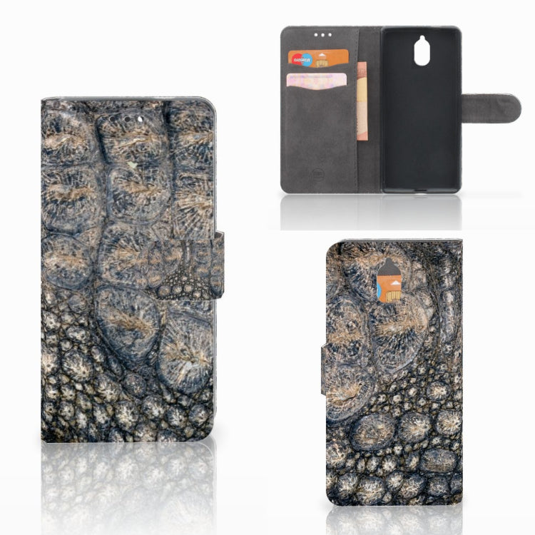 Nokia 3.1 (2018) Telefoonhoesje met Pasjes Krokodillenprint