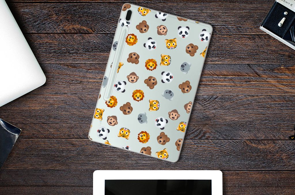 Hippe Hoes voor Samsung Galaxy Tab S7FE Dieren Emojis - B2C Telecom