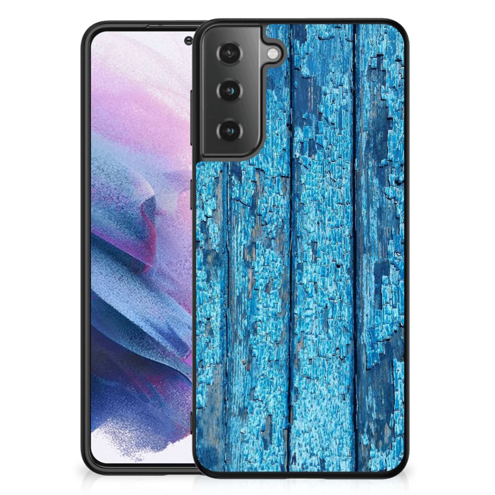 Samsung Galaxy S21 Plus Houten Print Telefoonhoesje Wood Blue