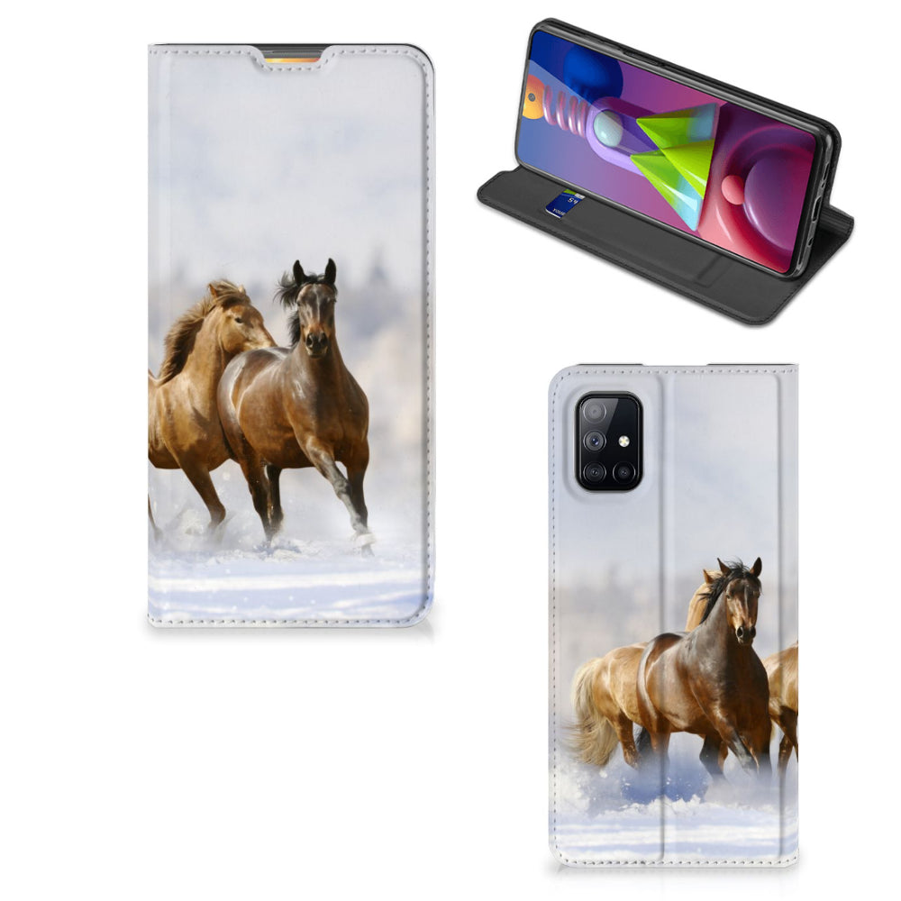 Samsung Galaxy M51 Hoesje maken Paarden met mooie paardenprint in stand case design.