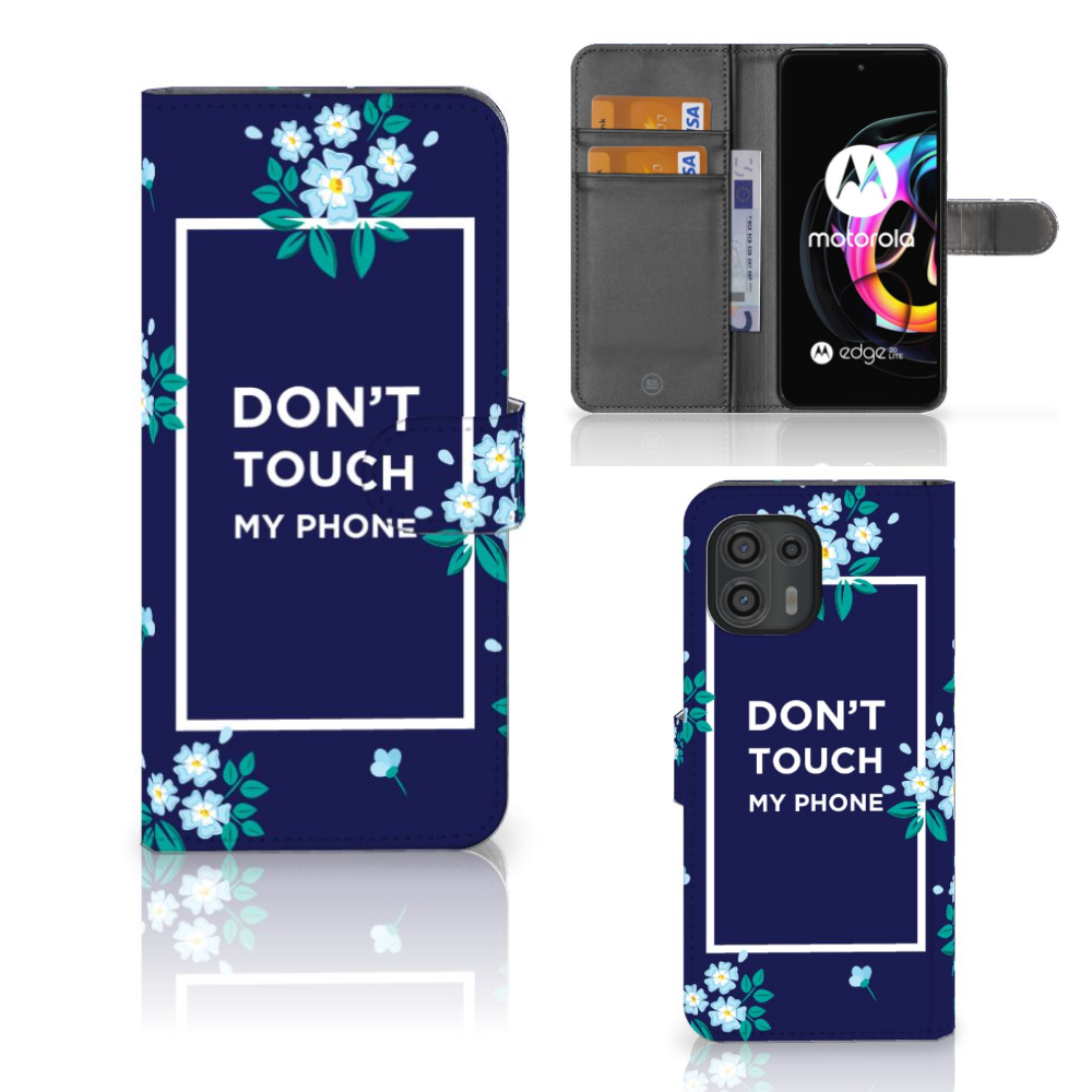Motorola Edge 20 Lite Portemonnee Hoesje Flowers Blue DTMP