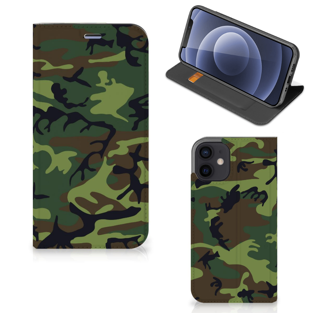 iPhone 12 Mini Hoesje met Magneet Army Dark - B2C Telecom
