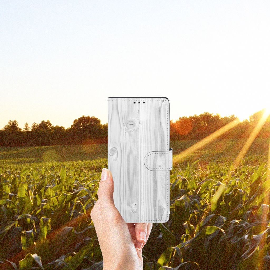 Motorola Edge 20 Lite Book Style Case White Wood