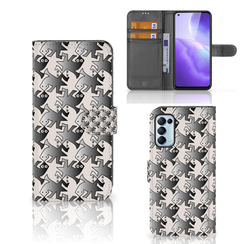 OPPO Find X3 Lite Telefoonhoesje met Pasjes Salamander Grey