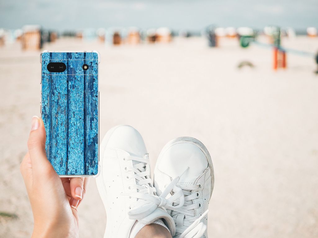 Google Pixel 6A Stevig Telefoonhoesje Wood Blue B2C Telecom