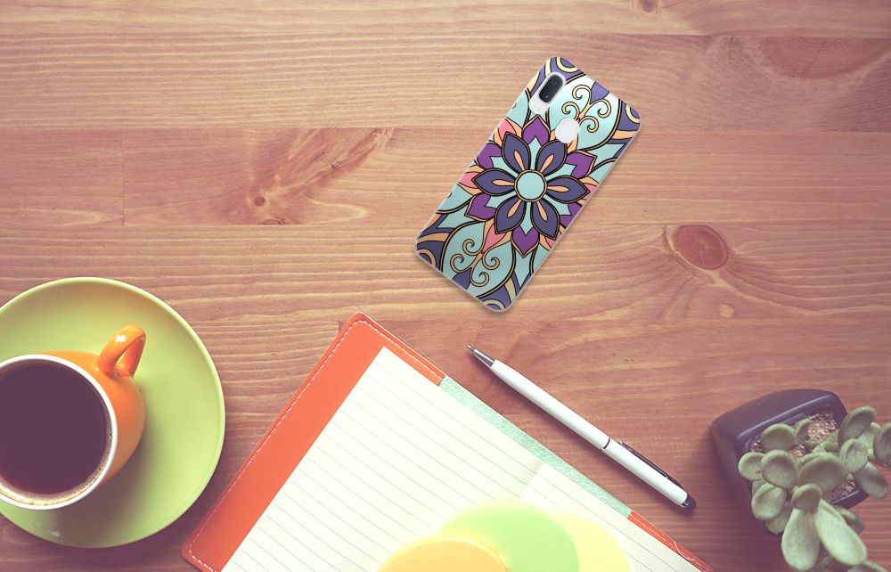 Samsung Galaxy A20e TPU Case Purple Flower