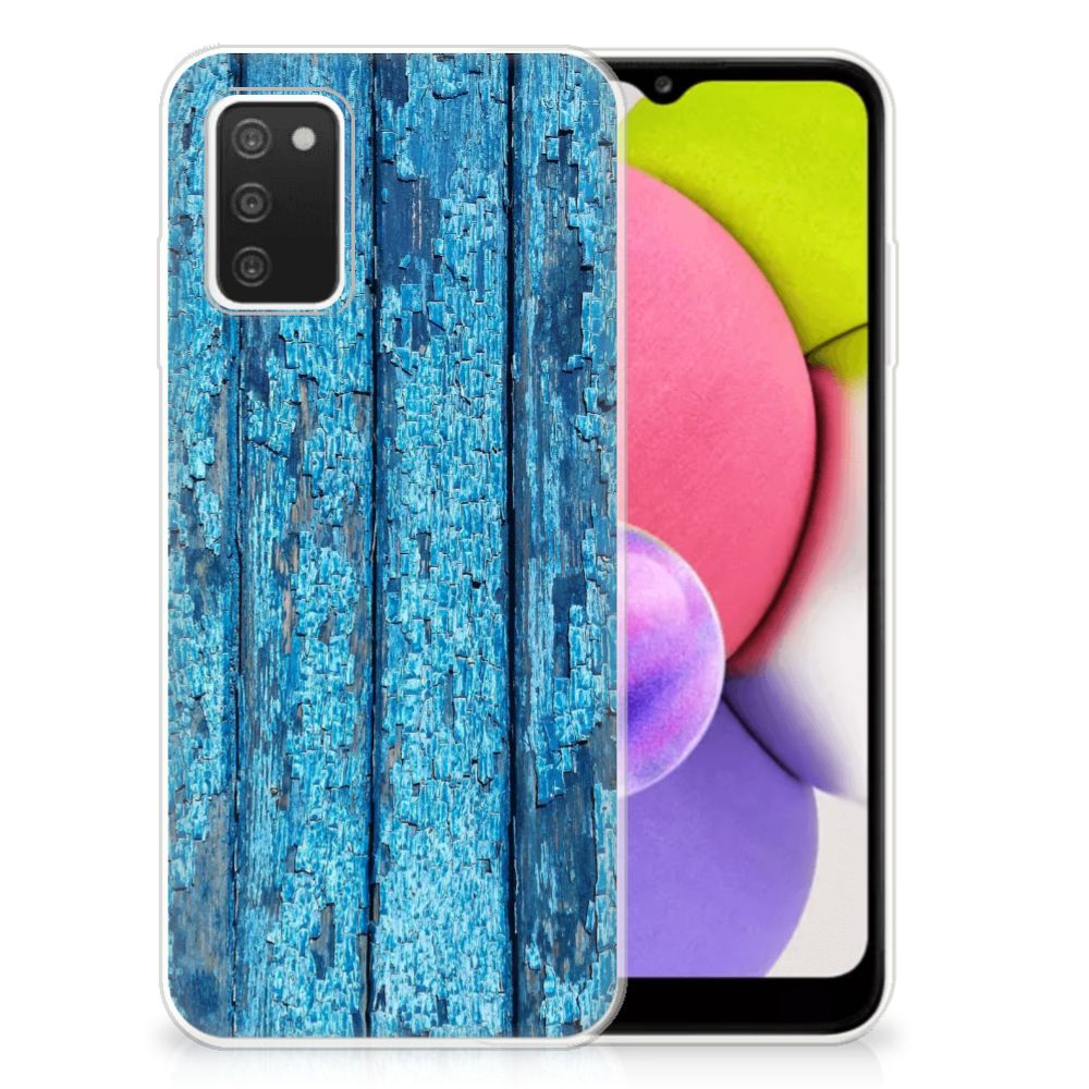 Samsung Galaxy A03S Bumper Hoesje Wood Blue B2C Telecom