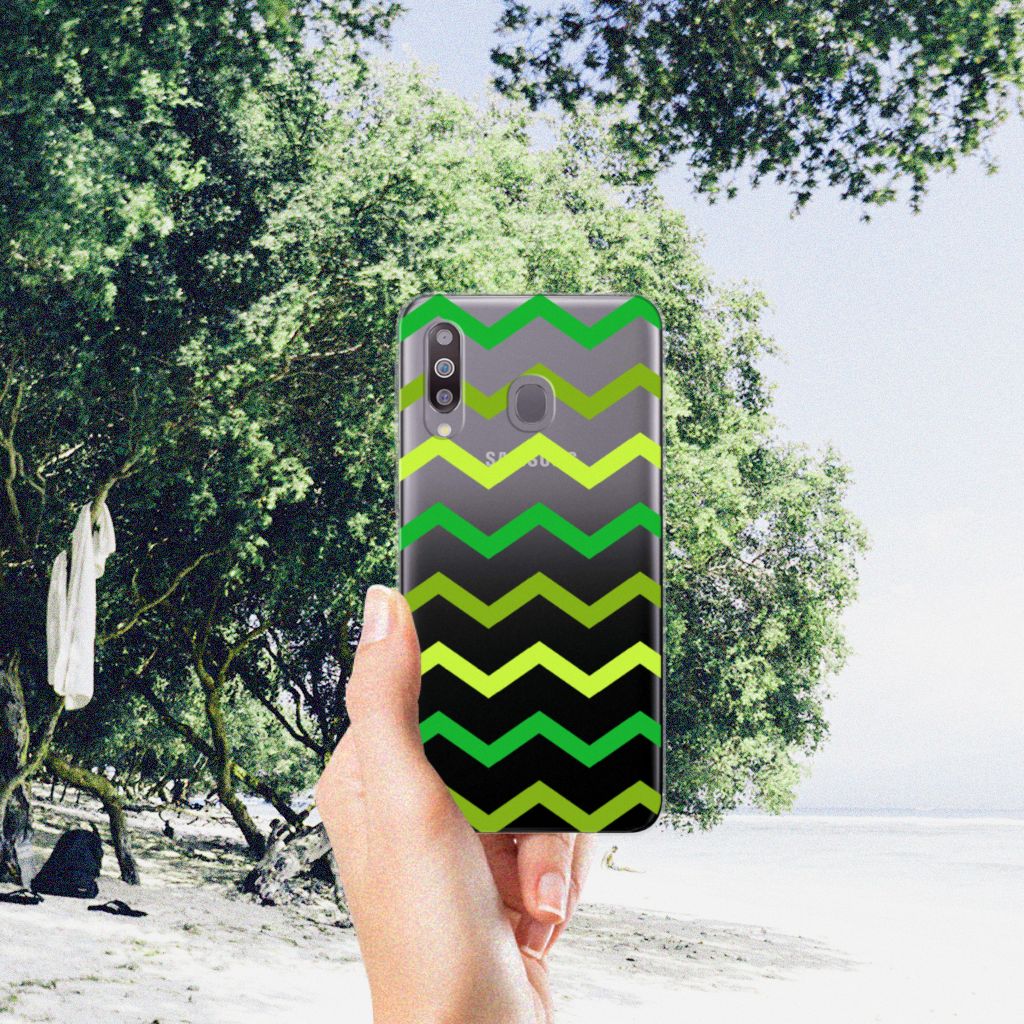 Samsung Galaxy M30 TPU bumper Zigzag Groen