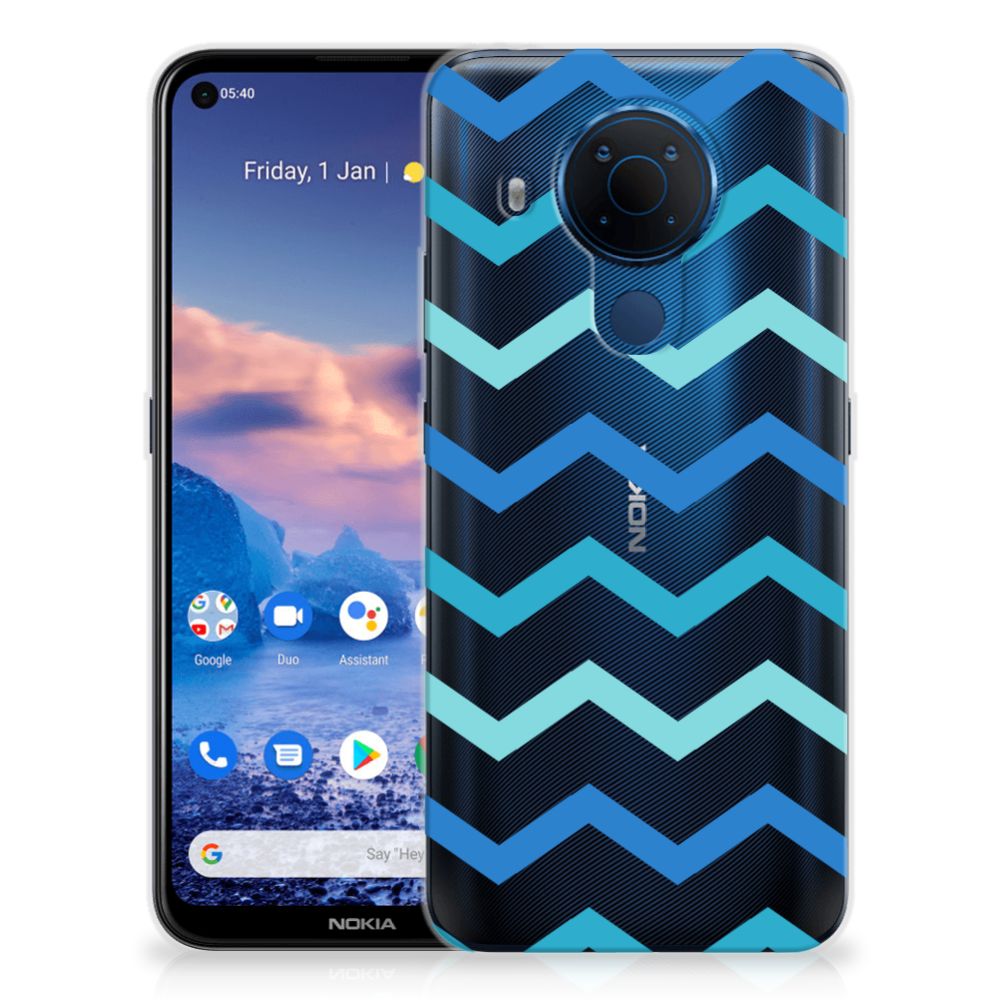 Nokia 5.4 TPU bumper Zigzag Blauw