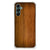 Samsung Galaxy A14 5G/4G Stevig Telefoonhoesje Donker Hout met een stijlvol houten ontwerp.