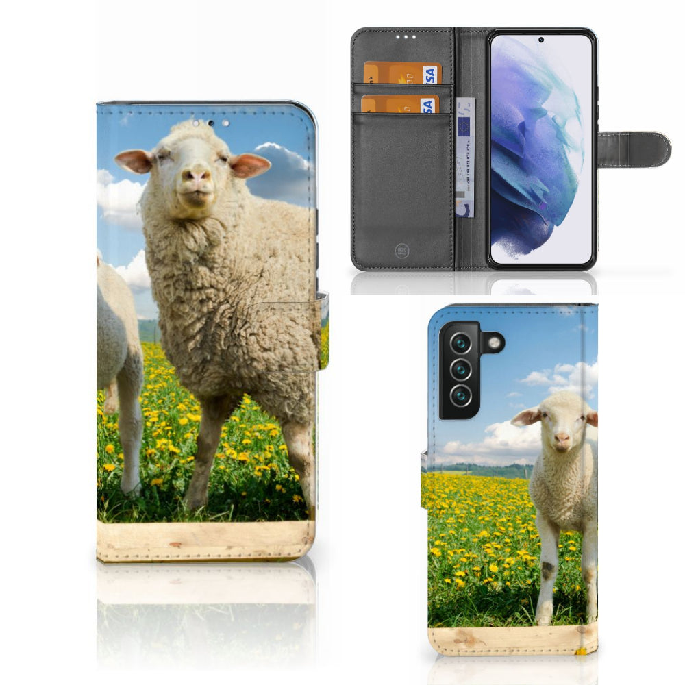 Samsung Galaxy S22 Plus Telefoonhoesje met Pasjes Schaap en Lammetje
