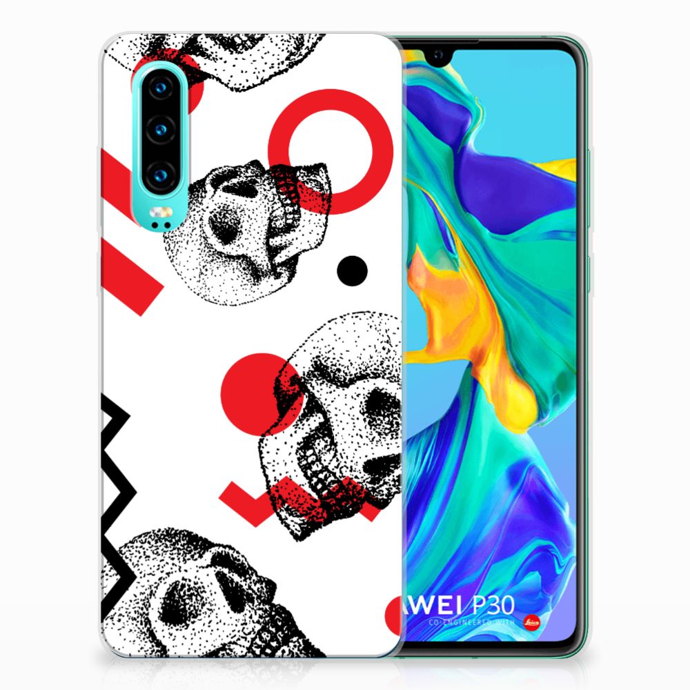 Silicone Back Case Huawei P30 Skull Red