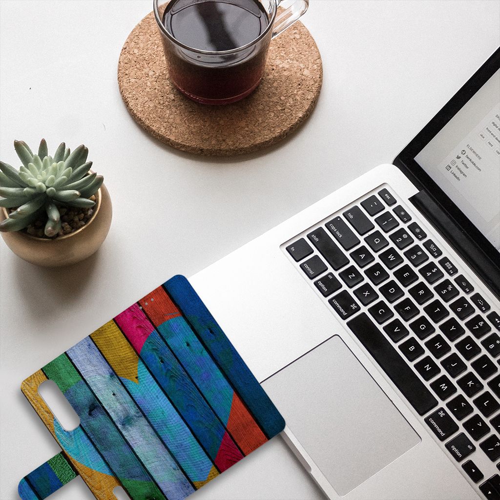 OPPO Find X2 Pro Book Style Case Wood Heart - Cadeau voor je Vriend