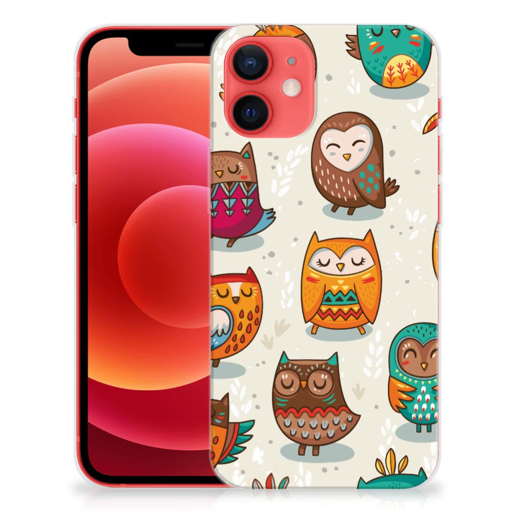 iPhone 12 Mini TPU Hoesje Vrolijke Uilen
