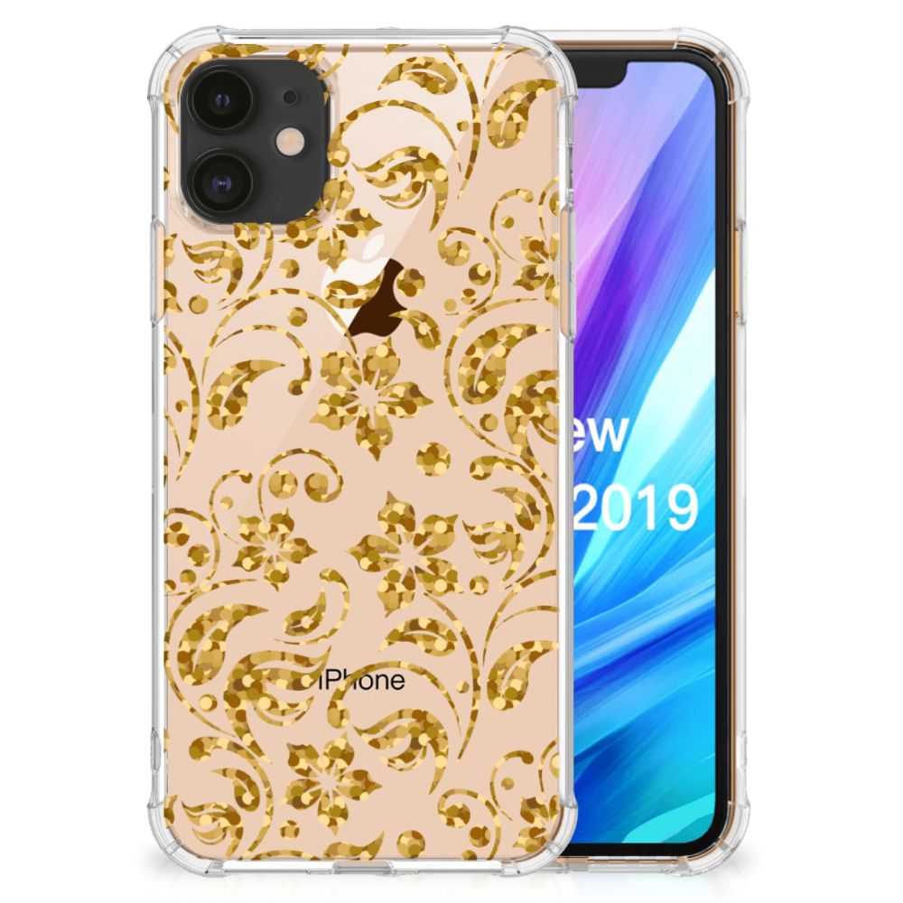Apple iPhone 11 Case Gouden Bloemen