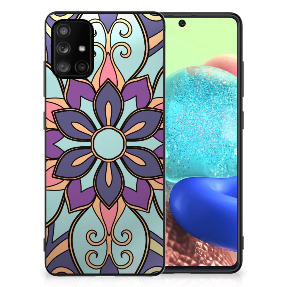 Samsung Galaxy A71 Bloemen Hoesje Purple Flower