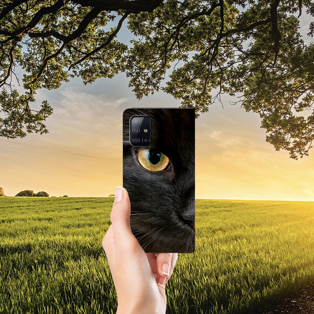 Samsung Galaxy A71 Hoesje maken Zwarte Kat - B2C Telecom