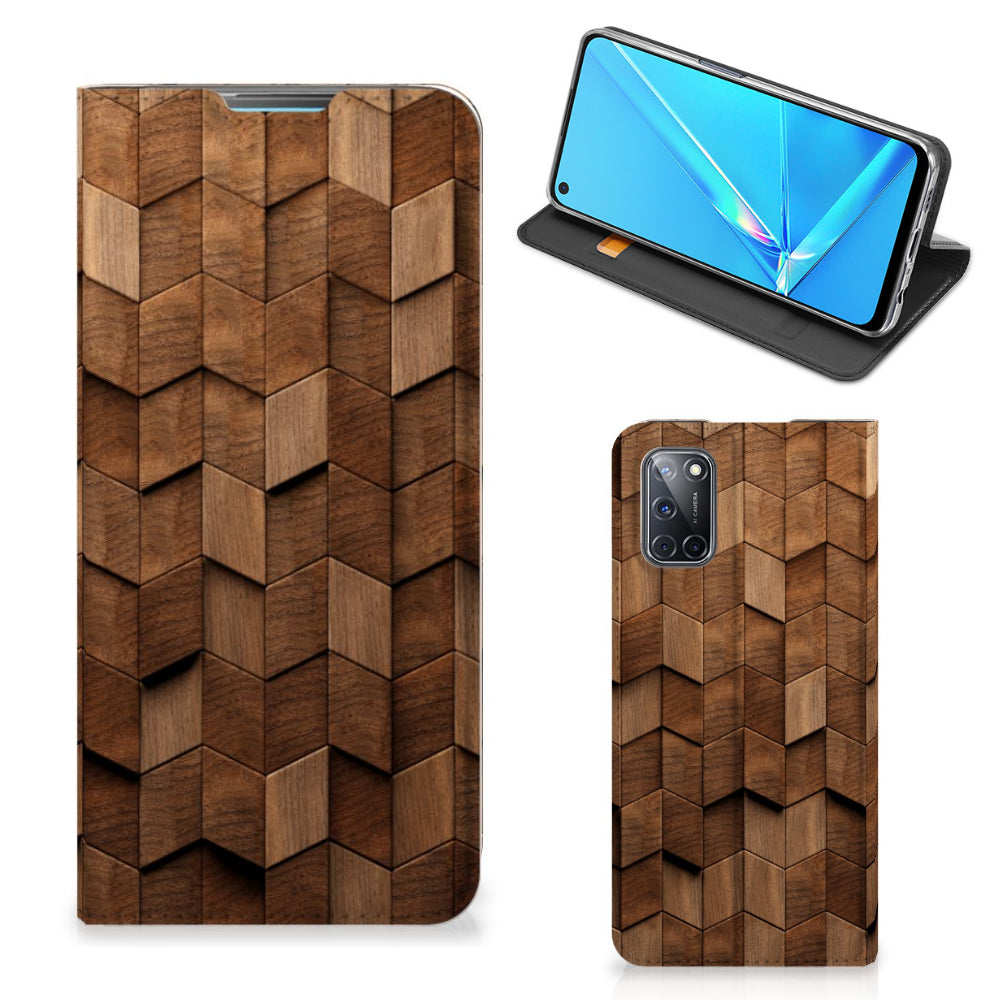 Book Wallet Case voor OPPO A52 | A72 Wooden Cubes