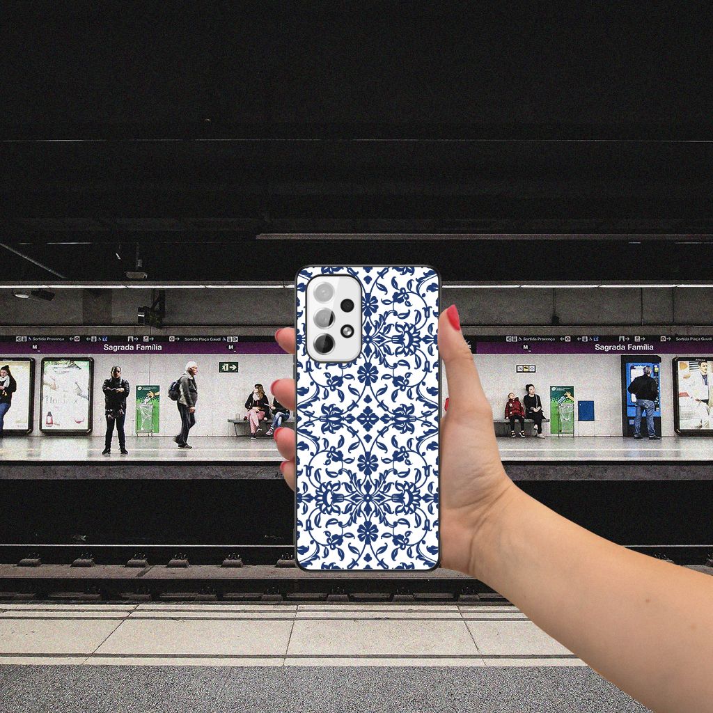 Samsung Galaxy A53 Bloemen Hoesje Flower Blue B2C Telecom