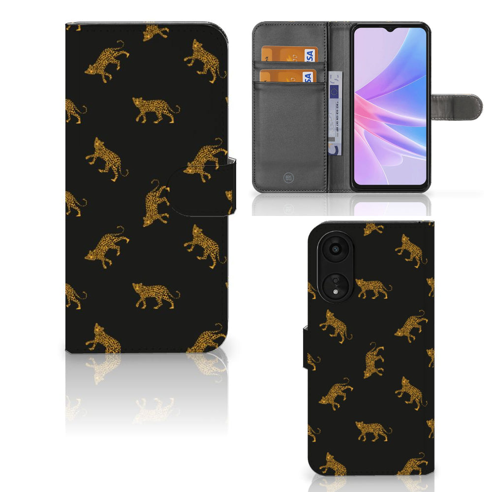 Telefoonhoesje met Pasjes voor OPPO A78 5G | A58 5G Leopards