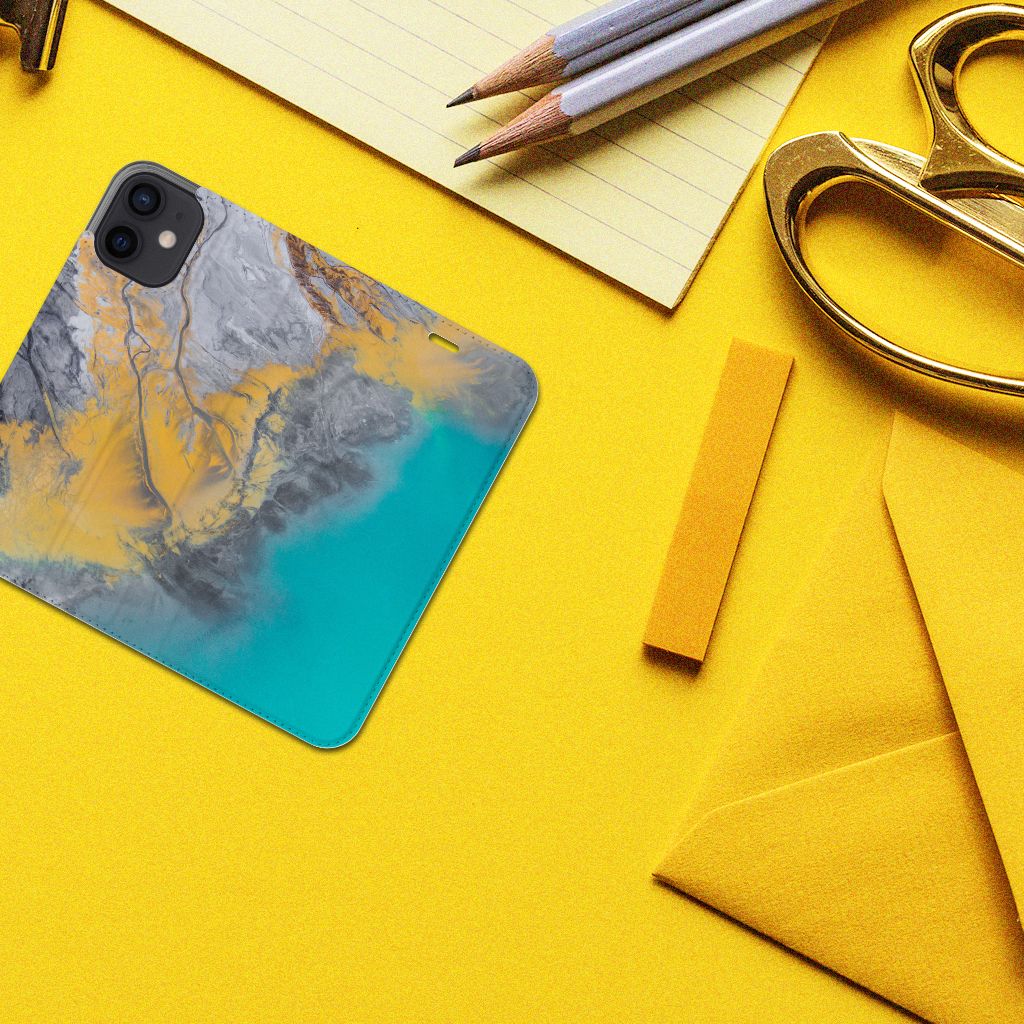 iPhone 12 Mini Standcase Marble Blue Gold - B2C Telecom