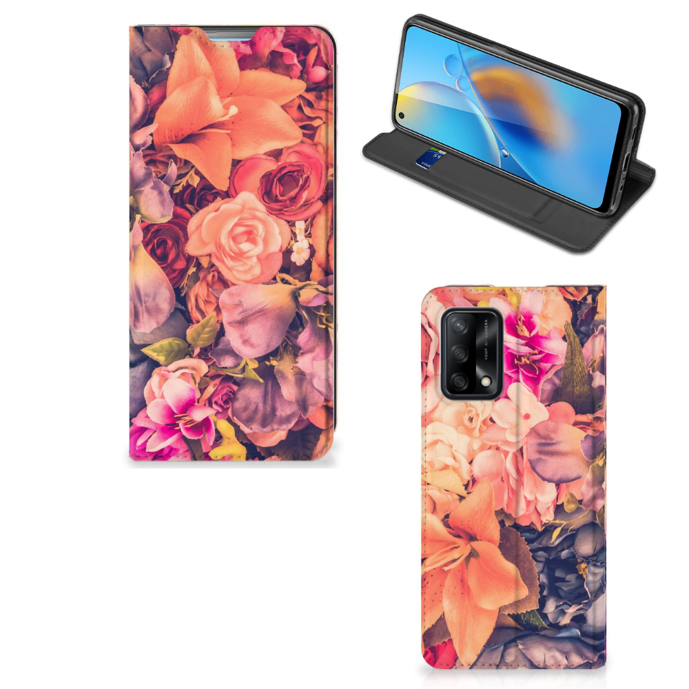 OPPO A74 4G Smart Cover Bosje Bloemen - B2C Telecom