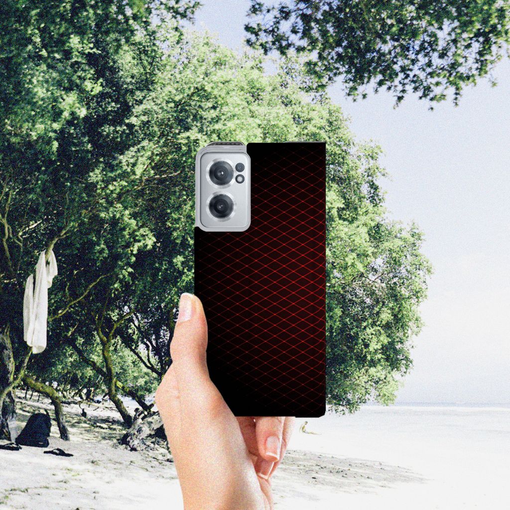 OnePlus Nord CE 2 5G Hoesje met Magneet Geruit Rood - B2C Telecom