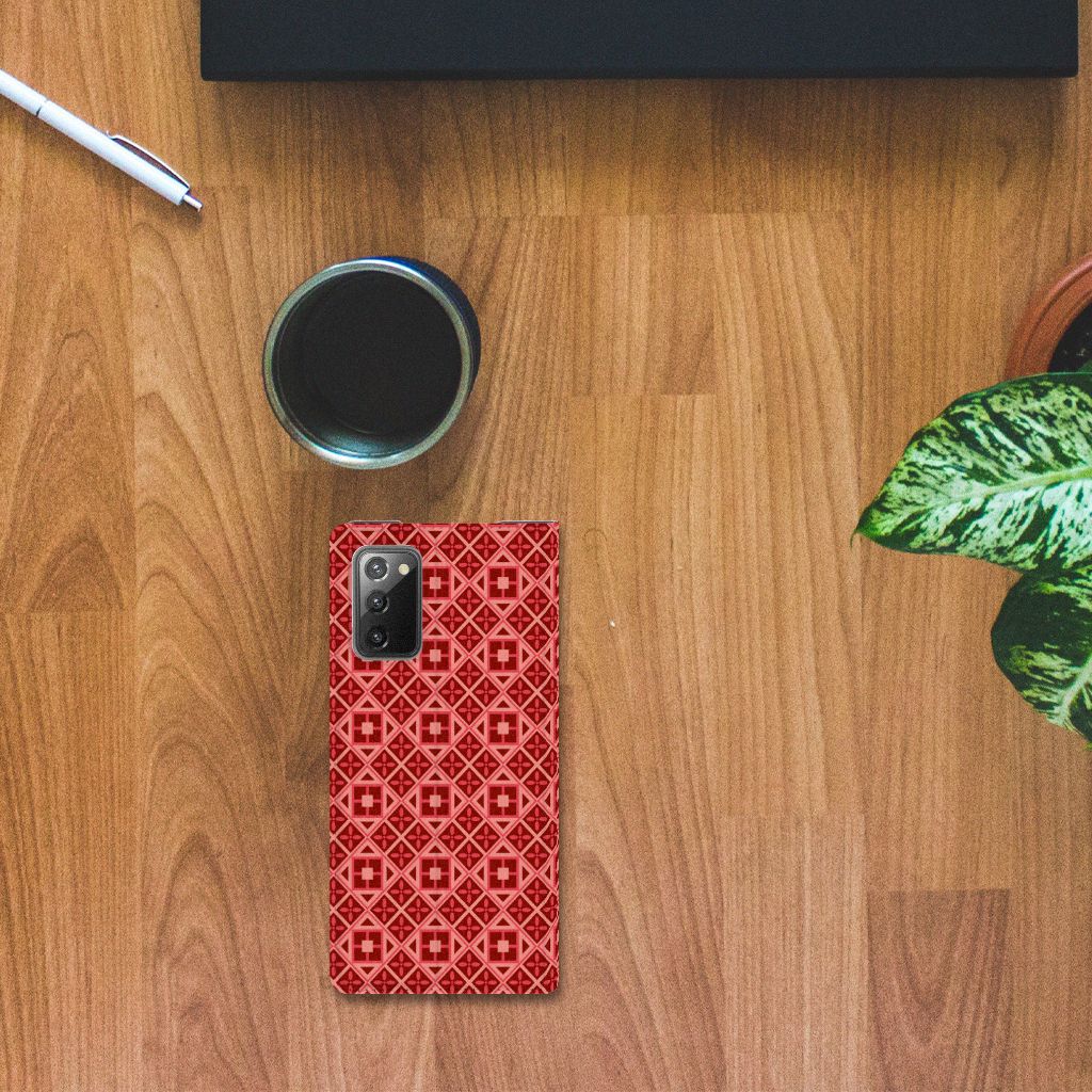 Samsung Galaxy Note20 Hoesje met Magneet Batik Rood - B2C Telecom