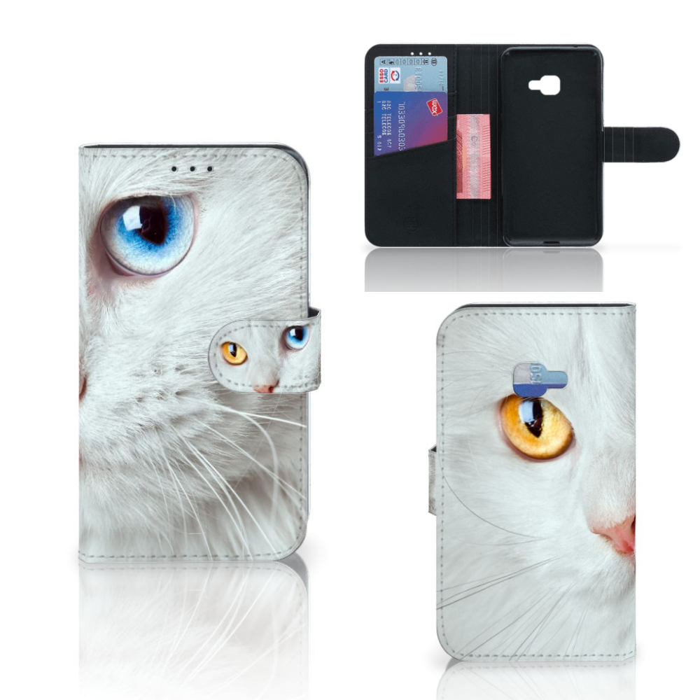 Samsung Galaxy Xcover 4 | Xcover 4s Telefoonhoesje met Pasjes Witte Kat