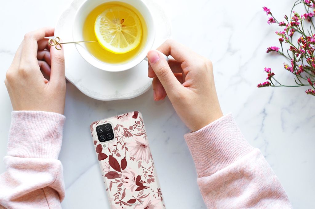 Hoesje maken Samsung Galaxy A12 Watercolor Flowers B2C Telecom