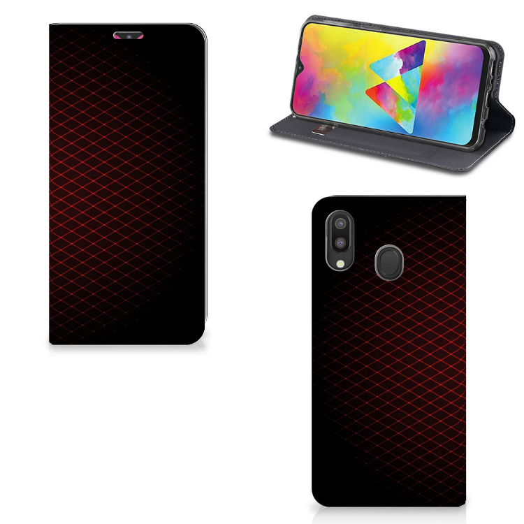 Samsung Galaxy M20 Hoesje met Magneet Geruit Rood