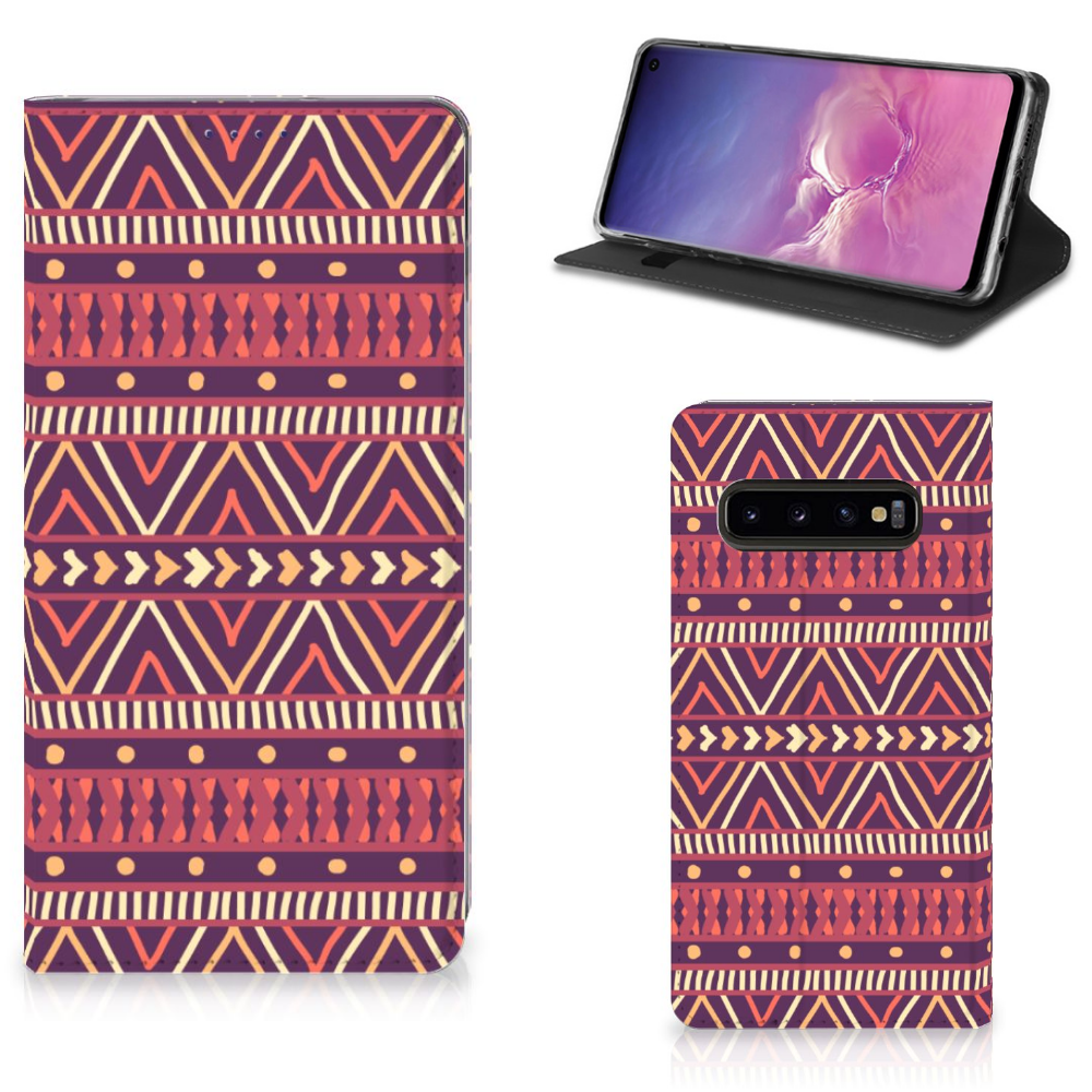 Samsung Galaxy S10 Hoesje met Magneet Aztec Paars