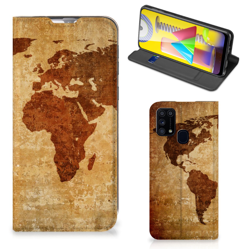 Samsung Galaxy M31 Book Cover Wereldkaart