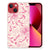 Apple iPhone 13 TPU Case Pink Flowers met roze bloemen print op een witte achtergrond đ¸