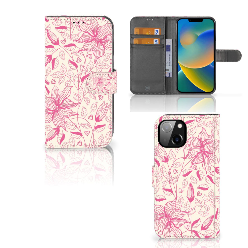 Apple iPhone 14 Hoesje Pink Flowers